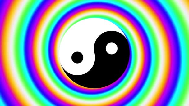Yin-yang sembollü psikedelik arkaplan — Stok video