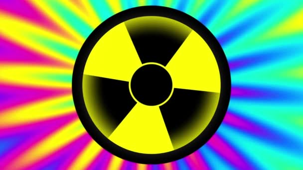 Nuclear symbol flashing icon loop — Stock Video