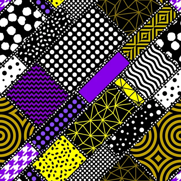Yama Bloğu Tasarımında Grunge Geometrik Desen Violet Rengi Kusursuz Vektör — Stok Vektör