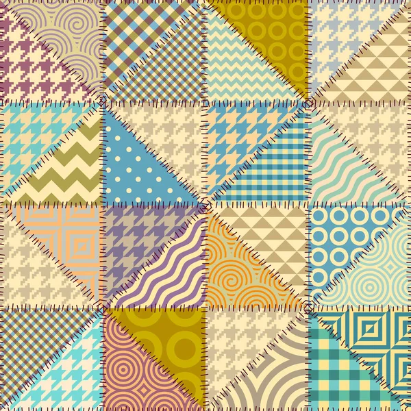 Naadloos Achtergrondpatroon Patchwork Patroon Van Textiel Vectorafbeelding — Stockvector