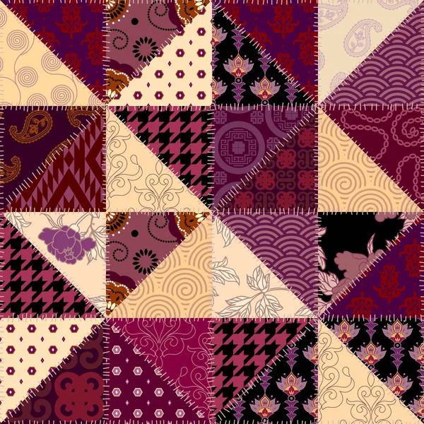 シームレスな背景パターン 繊維パッチワークパターン ベクトル画像 — ストックベクタ
