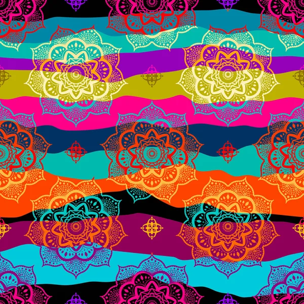 Nahtloses Hintergrundmuster Patchwork Stil Mandala Ornament Vektorbild — Stockvektor
