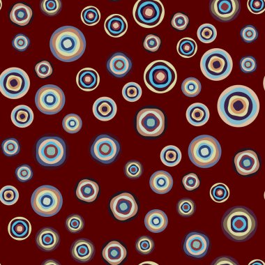 Rastgele dalgalı daireleri olan soyut, dikişsiz geometrik desen. Vektör resmi.