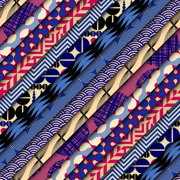 Sömlös Bakgrund Mönster Geometriskt Collage Retrolapptäckets Geometriska Art Déco Stil — Stock vektor