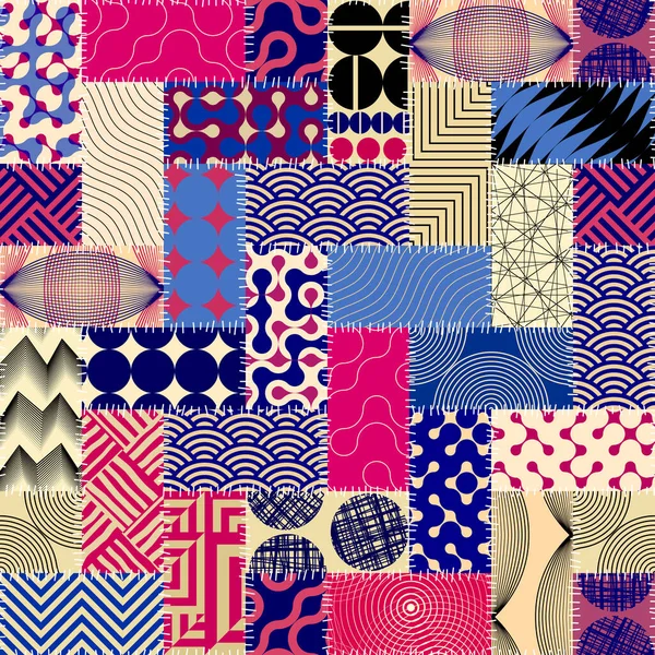 Seamless Background Pattern Textile Patchwork Pattern Retro Geometric Style Vector — Stock Vector