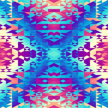 Üçgenlerin kusursuz deseni Aztek soyut geometrik süslemeleri. Spor moda tekstili. Vektör resmi.