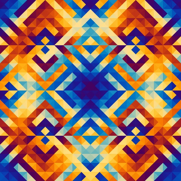 Üçgenlerin kusursuz deseni Aztek soyut düşük polimetrik süslemesi. Spor moda tekstili. Vektör resmi.