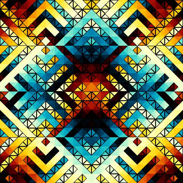 Seamless Pattern Triangles Aztec Abstract Low Poly Geometric Ornament Sport — Stock Vector