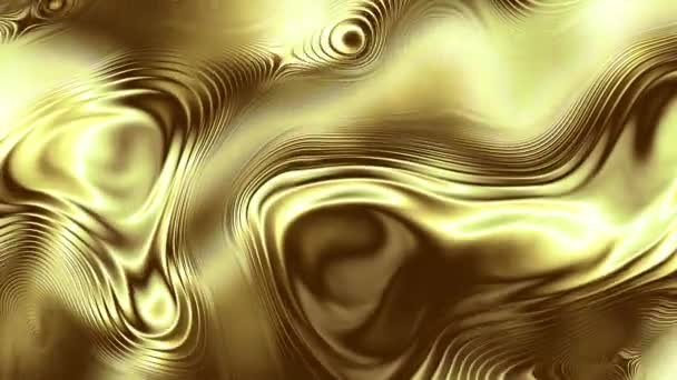 Abstrakcyjne Faliste Nagranie Płynne Abstrakcyjne Psychodeliczne Tło Odtwarzania Pętli Złota — Wideo stockowe
