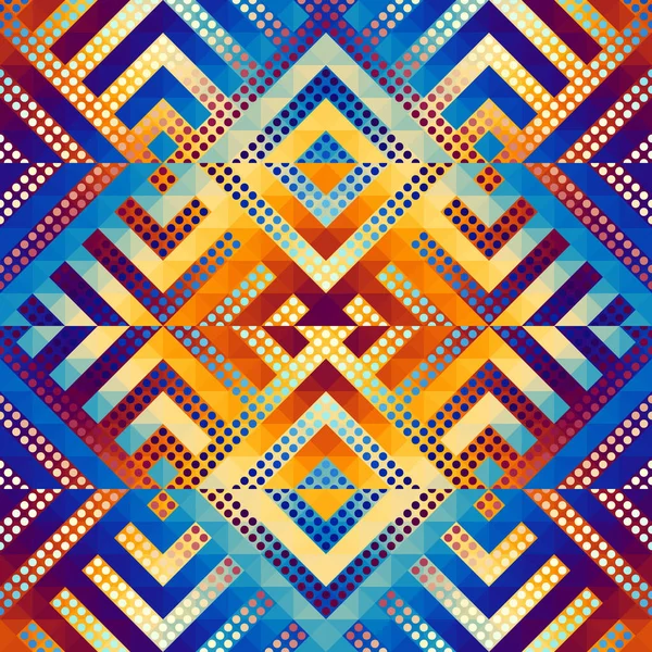 Безшовний Візерунок Трикутників Ацтекський Абстрактний Низький Полюсний Геометричний Орнамент Спорт — стоковий вектор