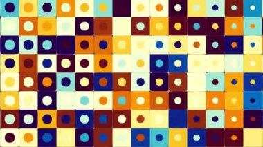 Karelerden dairelere dönüşün. Kusursuz döngü soyut hareket arkaplanı. Soyut mavi mozaik görüntüler.