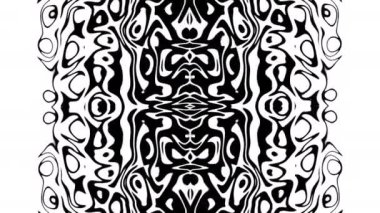 Simetrik soyut retro süs. Soyut monokrom klibi. Görüntüleri döndür.