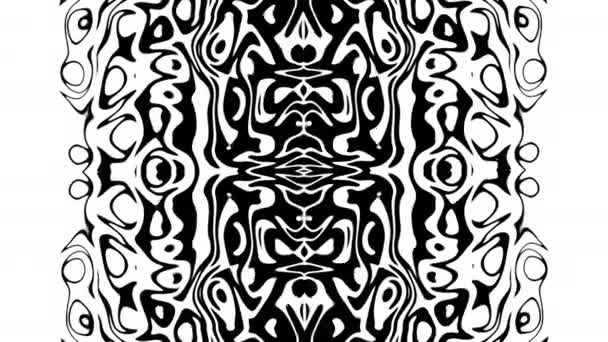 Symmetric Abstract Retro Ornament Abstract Playback Monochrome Video Loop Footage — Stock Video