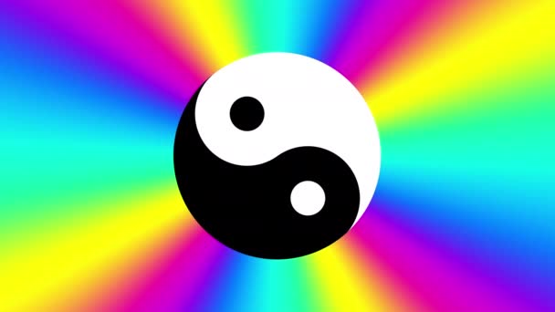 Swirling Yin Yang Symbol Colorful Background Looping Footage — Stock Video