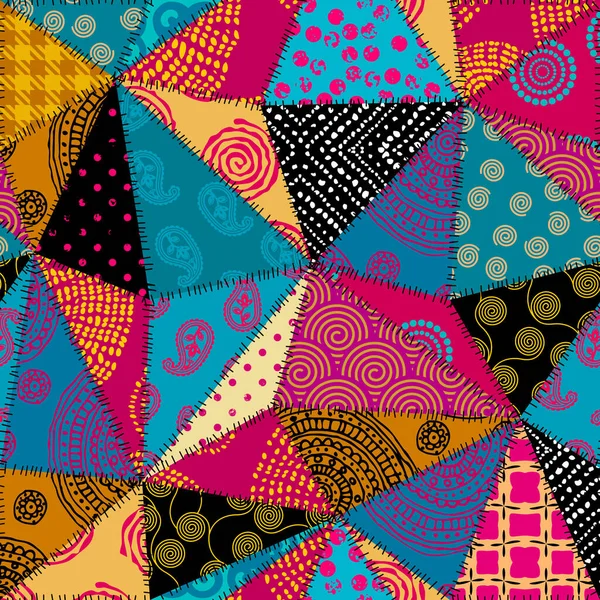 Patrón Fondo Sin Costuras Patrón Retazos Textiles Adorno Retro Imagen — Vector de stock