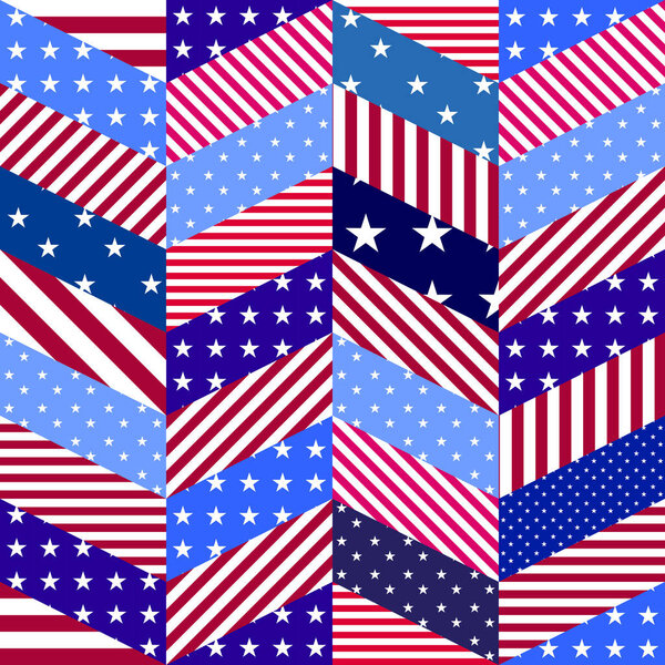 Бесшовный рисунок фона. Текстильные лоскуты в ретро-геометрическом стиле. Векторное изображение