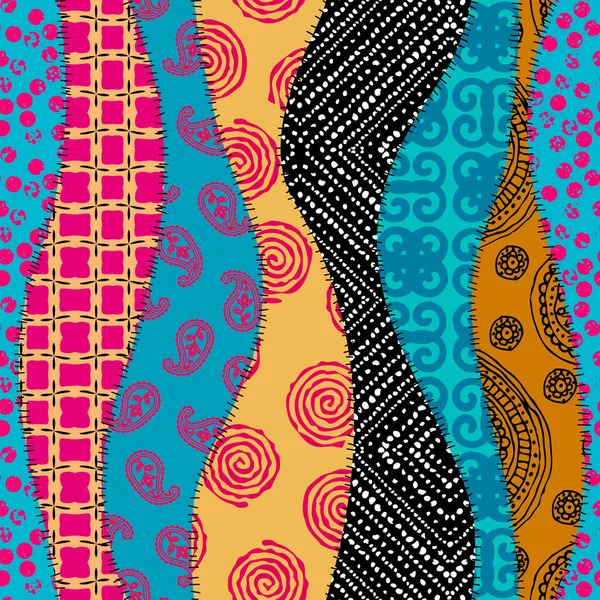 Бесшовный Рисунок Фона Текстильная Лоскутная Ткань Ретро Орнамент Векторное Изображение — стоковый вектор