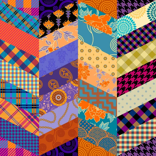 Modèle Fond Sans Couture Modèle Patchwork Textile Ornement Chevron Image — Image vectorielle