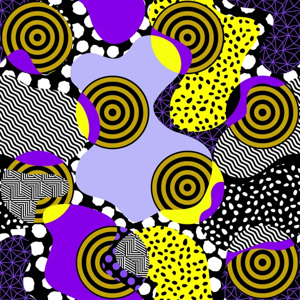 Grunge Geometriai Minta Patchwork Blokk Design Violet Szín Varrat Nélküli — Stock Vector