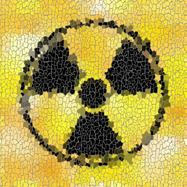 Nuclear Radiation Symbol Grunge Yellow Wall Vector Background — Stock Vector