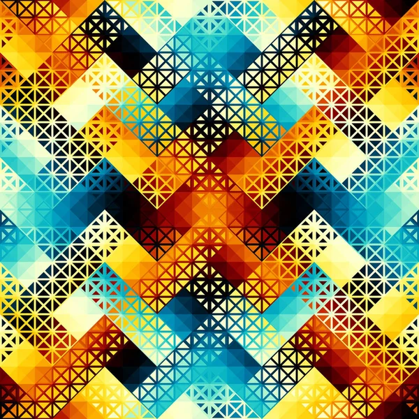 Seamless Pattern Triangles Aztec Style Abstract Low Poly Geometric Ornament — Stock Vector