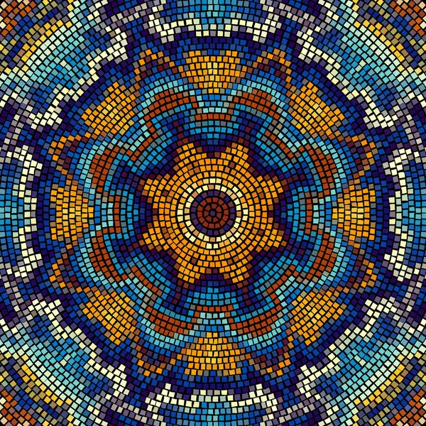 Seamless Mosaic Art Pattern Abstract Art Background Decorative Mosaic Mandala — Stock Vector