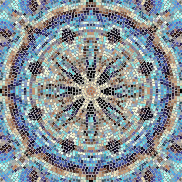 Kusursuz mozaik sanat modeli. Soyut sanat geçmişi.. Dekoratif Mozaik Mandala süsü. Vektör resmi.