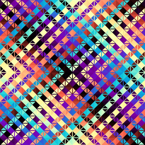 Seamless Pattern Triangles Aztec Symmetric Abstract Low Poly Geometric Ornament — ストックベクタ