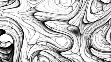 Abstract moving background. Psychedelic wavy animated abstract curved lines. Monochrome background. Looping footage.