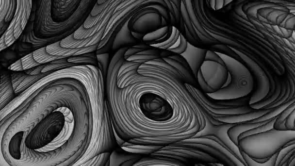 Abstract Moving Background Psychedelic Wavy Animated Abstract Curved Lines Monochrome — Vídeo de Stock