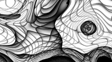 Soyut hareket arkaplanı. Psikedelik dalgalı, soyut kıvrımlı çizgiler. Tek renkli arka plan. Görüntü döngüsü.