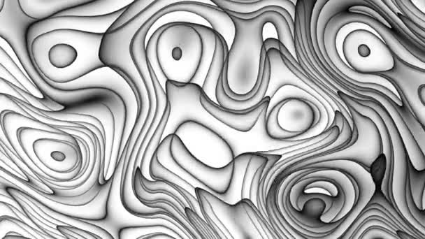 Abstract Moving Background Psychedelic Wavy Animated Abstract Curved Lines Monochrome — Vídeos de Stock