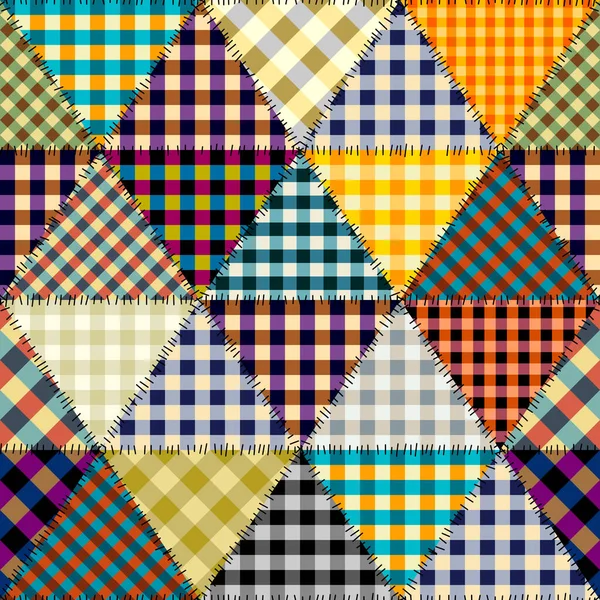 Patrón Fondo Sin Costuras Patrón Patchwork Textil Estilo Geométrico Retro — Archivo Imágenes Vectoriales