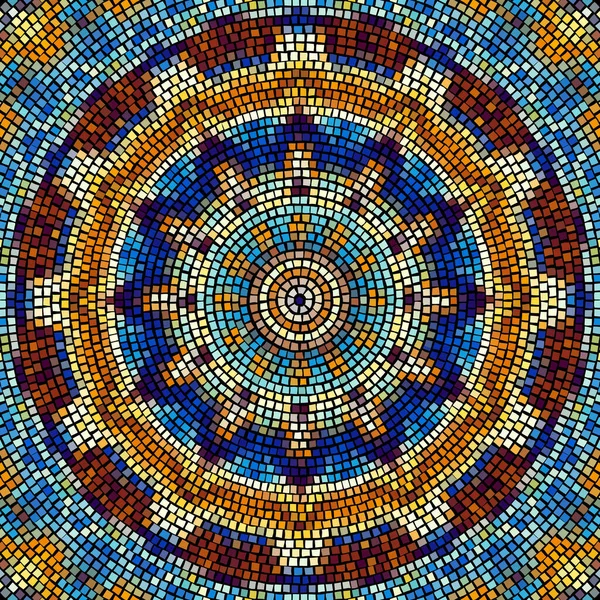 Naadloos Mozaïek Kunst Patroon Abstracte Kunstachtergrond Decoratief Mozaïek Mandala Ornament — Stockvector