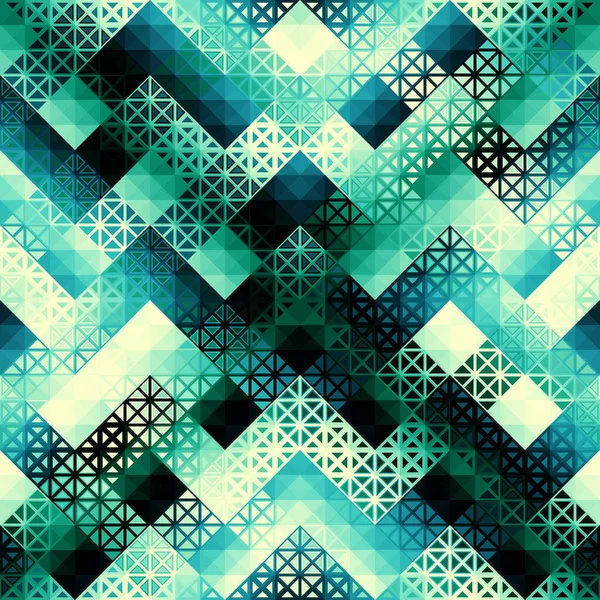 三角形のシームレスなパターン アステカスタイル抽象低ポリ幾何学的な装飾 スポーツファッション繊維 ベクトル画像 — ストックベクタ