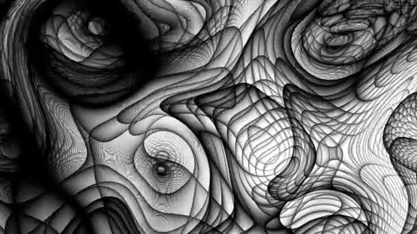 Аннотация Движущегося Фона Психоделические Волнистые Анимированные Абстрактные Изогнутые Линии Монохромный — стоковое видео