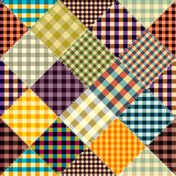 Bezproblémový Vzor Pozadí Textilní Patchwork Vzor Retro Geometrickém Stylu Vektorový — Stockový vektor
