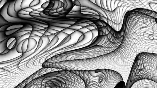 Abstract Moving Background Psychedelic Wavy Animated Abstract Curved Lines Monochrome — Vídeo de Stock