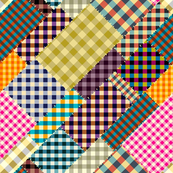 Бесшовный Рисунок Фона Текстильные Лоскуты Ретро Геометрическом Стиле Векторное Изображение — стоковый вектор