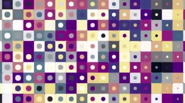 Soyut döngü videosu. Döngü oynatma için kusursuz soyut geometrik polka nokta ve küçük kareler arkaplanı.