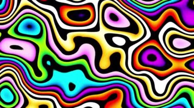 Soyut dalgalı döngülü 4K video. Döngü oynatma için kusursuz soyut saykodelik arkaplan.