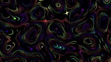Abstract wavy looping 4k video. Seamless abstract psychedelic on black background for loop playback.