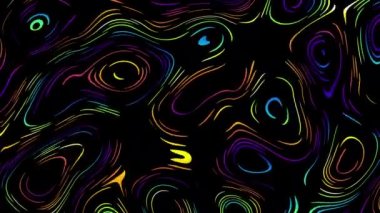 Abstract wavy looping 4k video. Seamless abstract psychedelic on black background for loop playback.