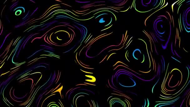 Abstract Wavy Looping Video Seamless Abstract Psychedelic Black Background Loop — Stock video