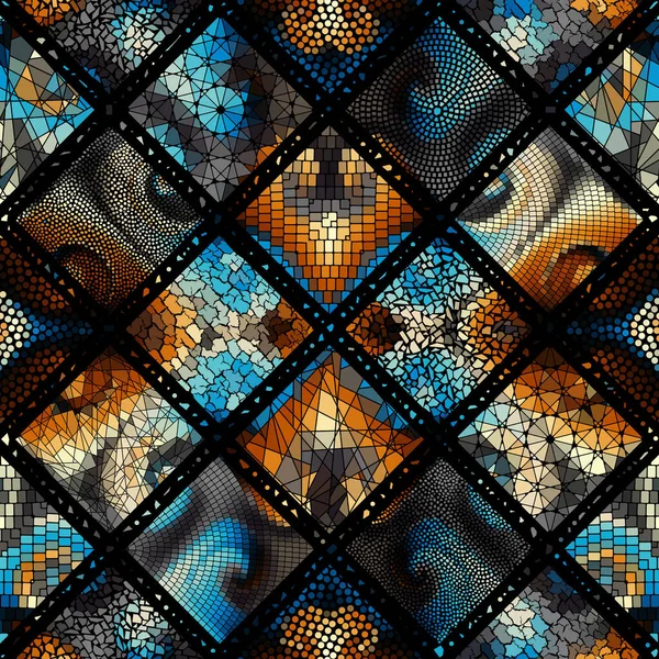 Безшовний Візерунок Тла Візерунок Мозаїчного Мистецтва Блок Проектування Квадратів Векторне — стоковий вектор