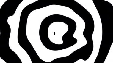 Soyut geometrik deseni hareket ettiriyor ve dönüştürüyor. Eşmerkezli daireler. Siyah ve beyaz renkler. Görüntü döngüsü.