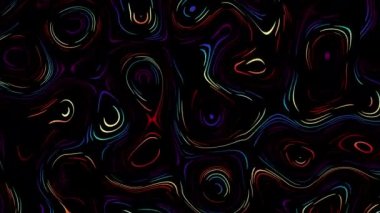 Abstract wavy looping 4k video. Seamless abstract psychedelic on black background for loop playback.