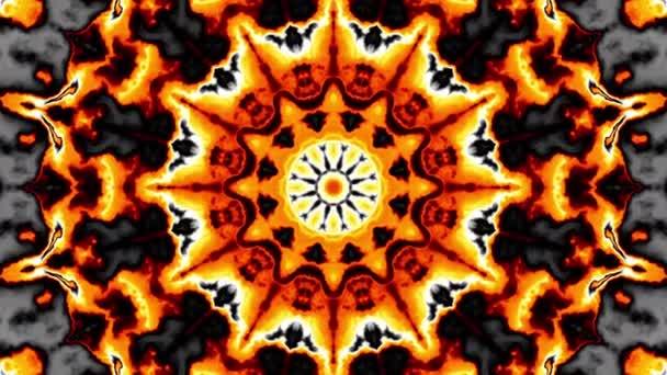 Transforming Abstract Tribal Burnst Orange Mandala Seamless Loop Footage — Vídeo de stock