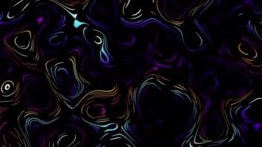Abstract wavy looping 4k video. Seamless abstract psychedelic on black background for loop playback.