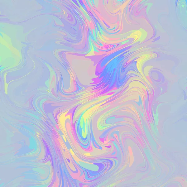 Psychedelic Abstract Pattern Holographic Foil Style Wavy Shapes Vector Image — Stok Vektör